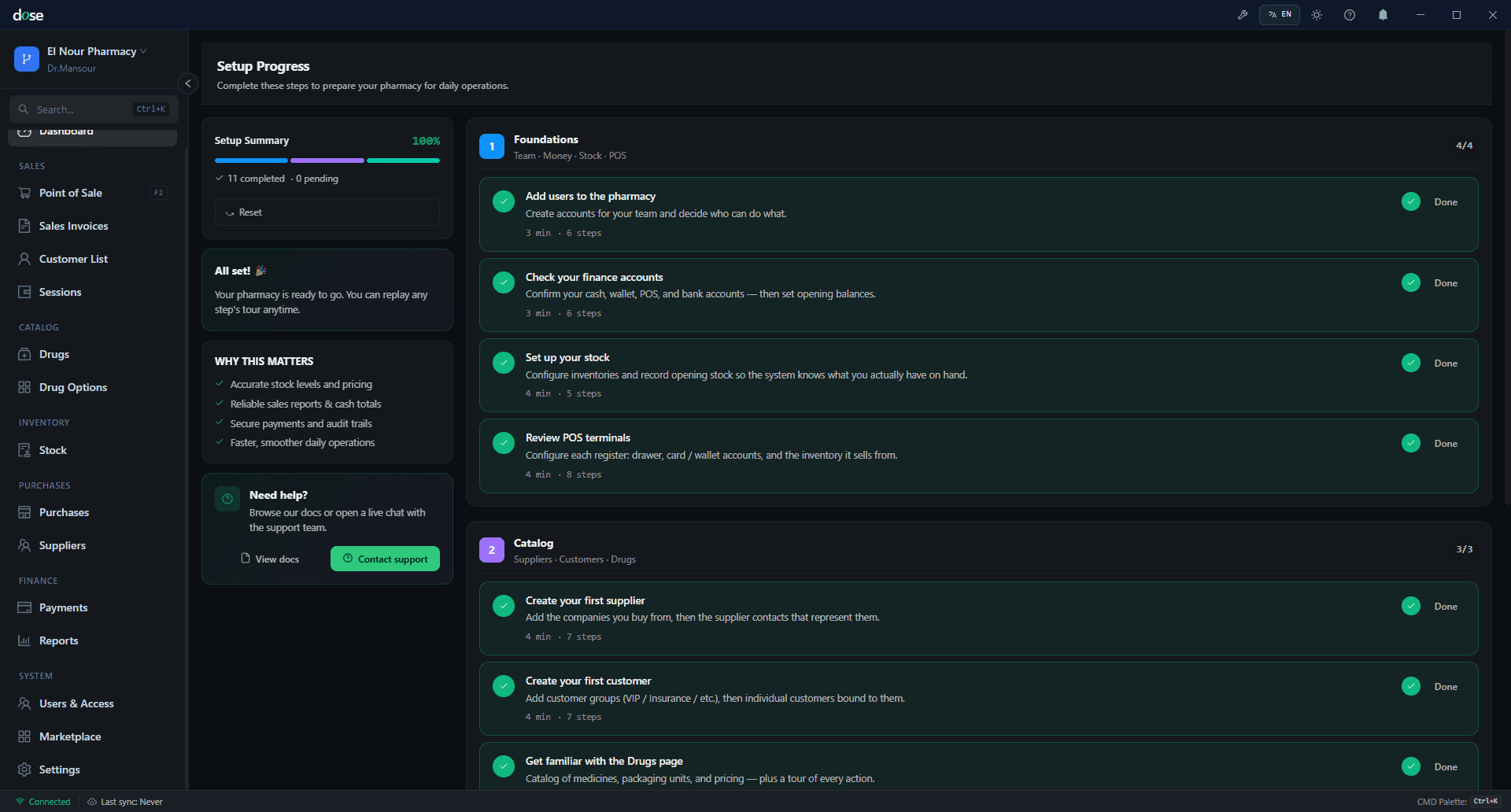 Dose dashboard overview